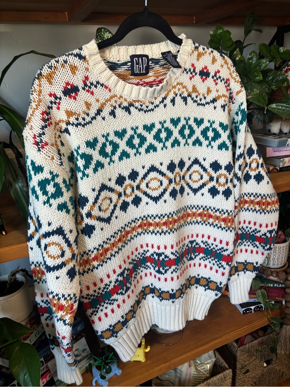 Vintage GAP Cream Fair Isle Knit Sweater | Small